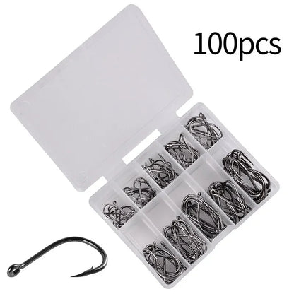 Fishing Hooks Set 100Pcs Box 10 Series