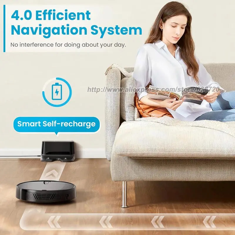 Robot Vacuum Cleaner with 3000Pa Cyclone Suction, APP