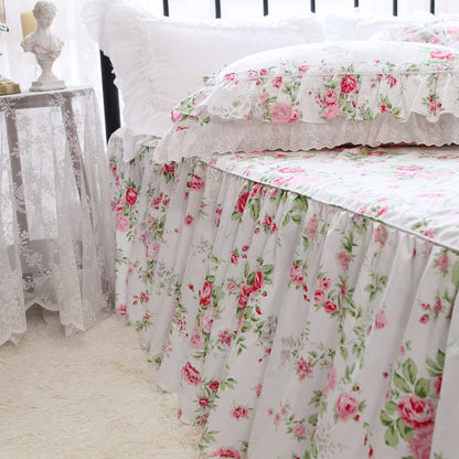 European Pastoral Style Rose Printed Bed Spread Garden