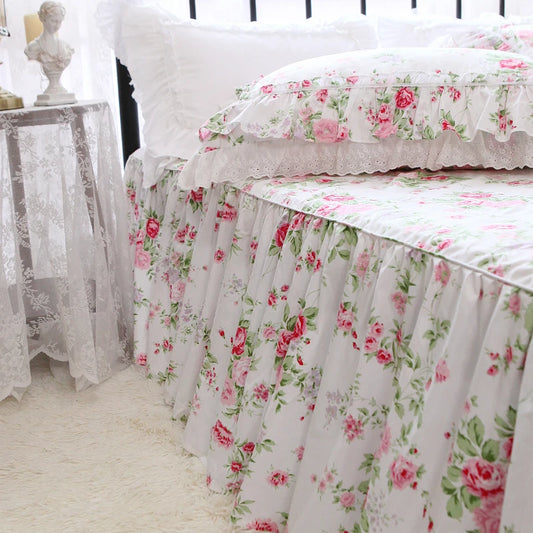 European Pastoral Style Rose Printed Bed Spread Garden