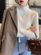 Elegant Solid Basic Knitted Tops Women Turtlneck