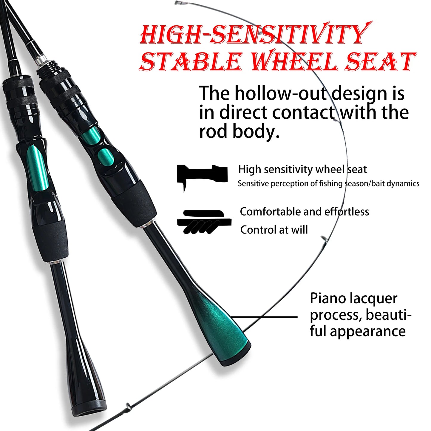 High-Carbon Fiber Ultra-Light and Ultra-Fast Adjustable Lure Rod 1.68m 1.8m 1.98m Solid Carbon Fiber Rod Tip Lightweight, Strong and Durable Quick Response Special-Shaped Handle Piano Paint Finish Korean Sic Ceramic Ring with
