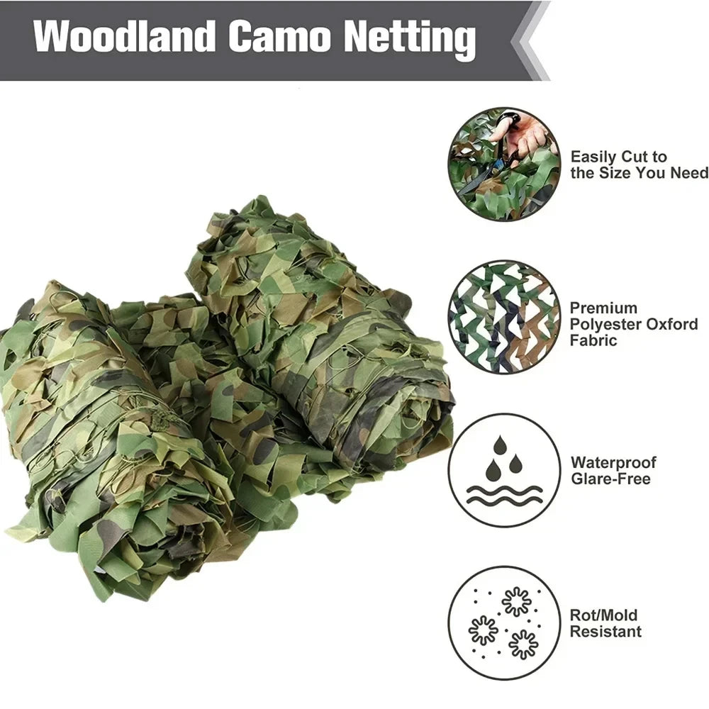 3Mx5M 4Mx6M Camouflage Netting Bulk Roll Sunshade Net for Hunting Woodland Training Camping Car Cover Paintball Bird Watching