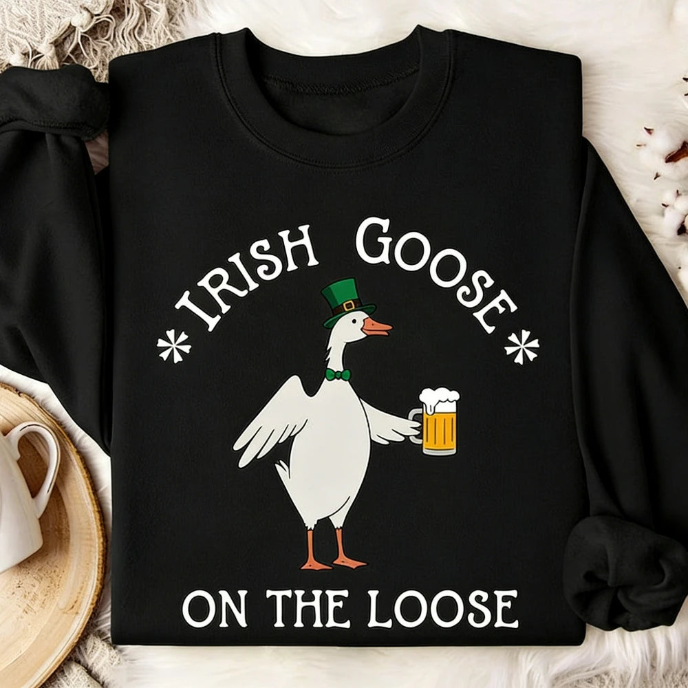 Lucky Goose on The Loose Sweatshirt St Patricks Day Gift