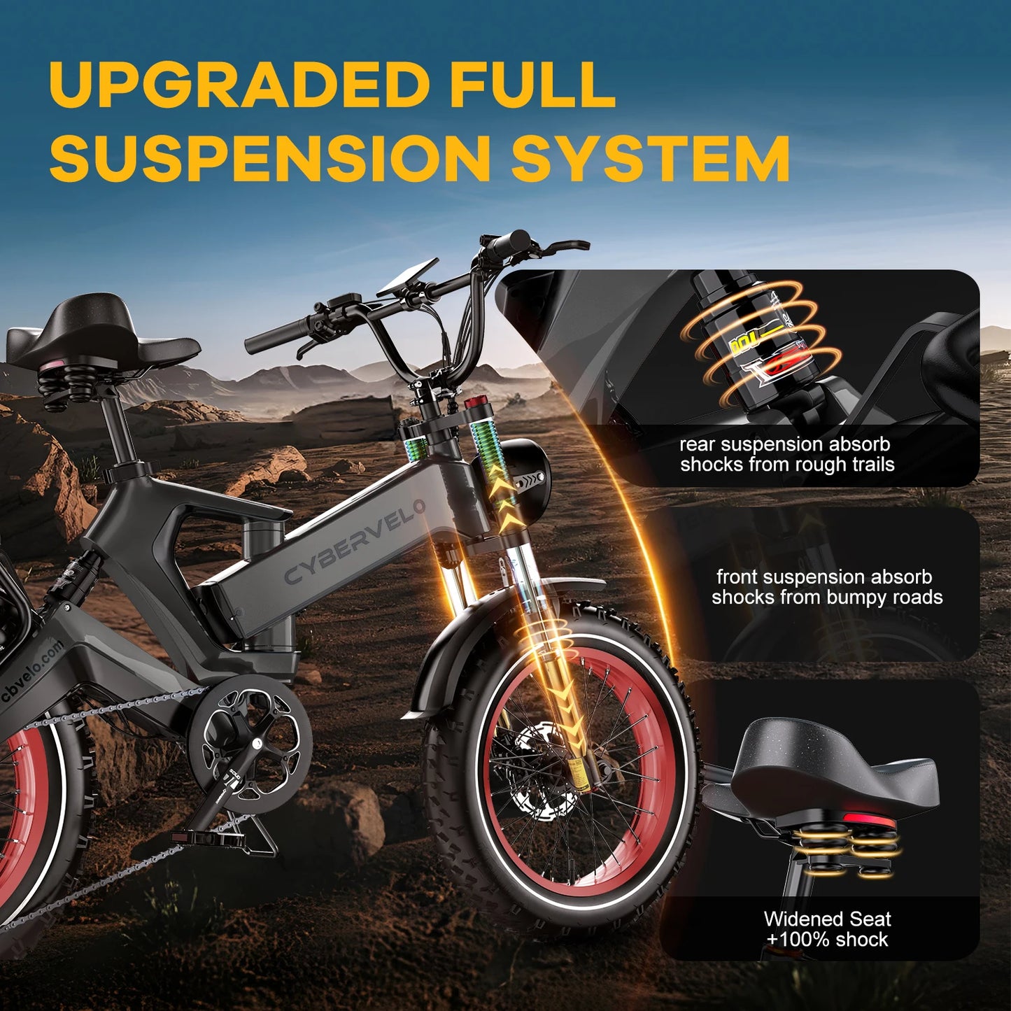 Cybervelo EK6 Peak 2000W Folding Electric Bike for Adults,