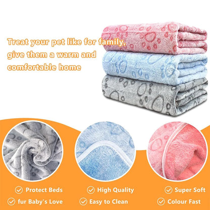 1pcs Ultra-Soft Paw Print Dog Blankets - Machine Washable,