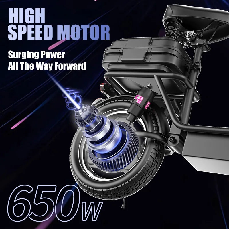 Folding electric scooter with trunk, 500W motor