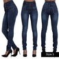 Women Narrow Straight Leg Slim Wrap Hips Jeans Lady Vintage