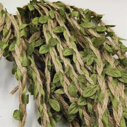 Hemp Rope With Fake Green Leaves Length 10 Meters