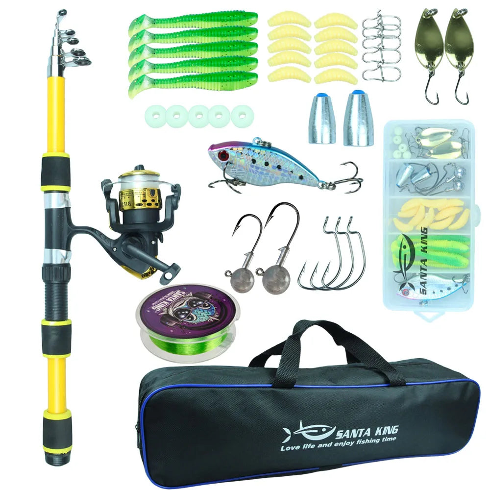 1.8m 2.1M Fishing Rod and Reel Line Lure Set Carbon