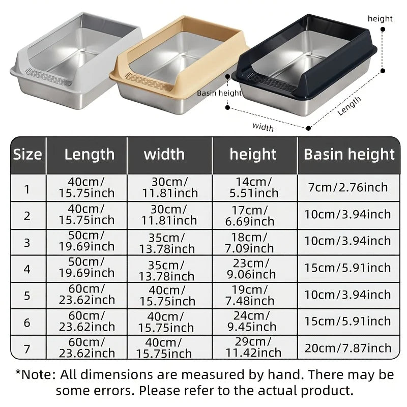 Stainless Steel Litter Box, Semi-enclosed Splash-proof And Leak-proof