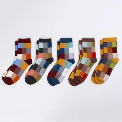 5Pair Pack New Men's Socks Colorful Grid Sock Casual Business