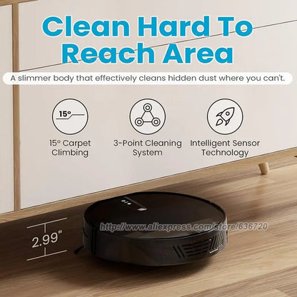 Robot Vacuum Cleaner with 3000Pa Cyclone Suction, APP