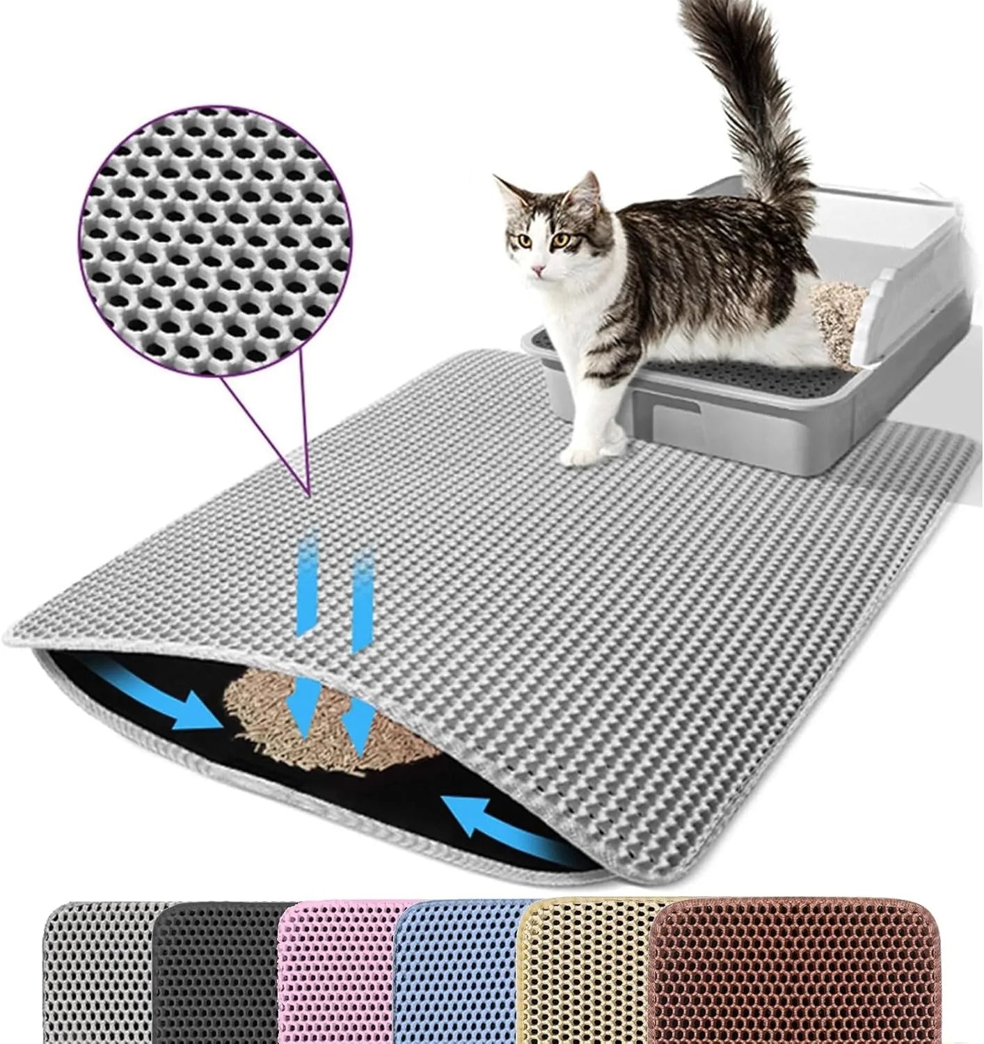 Cat Litter Mat Double Layer Pet Non Slip Big Pet Litter Box